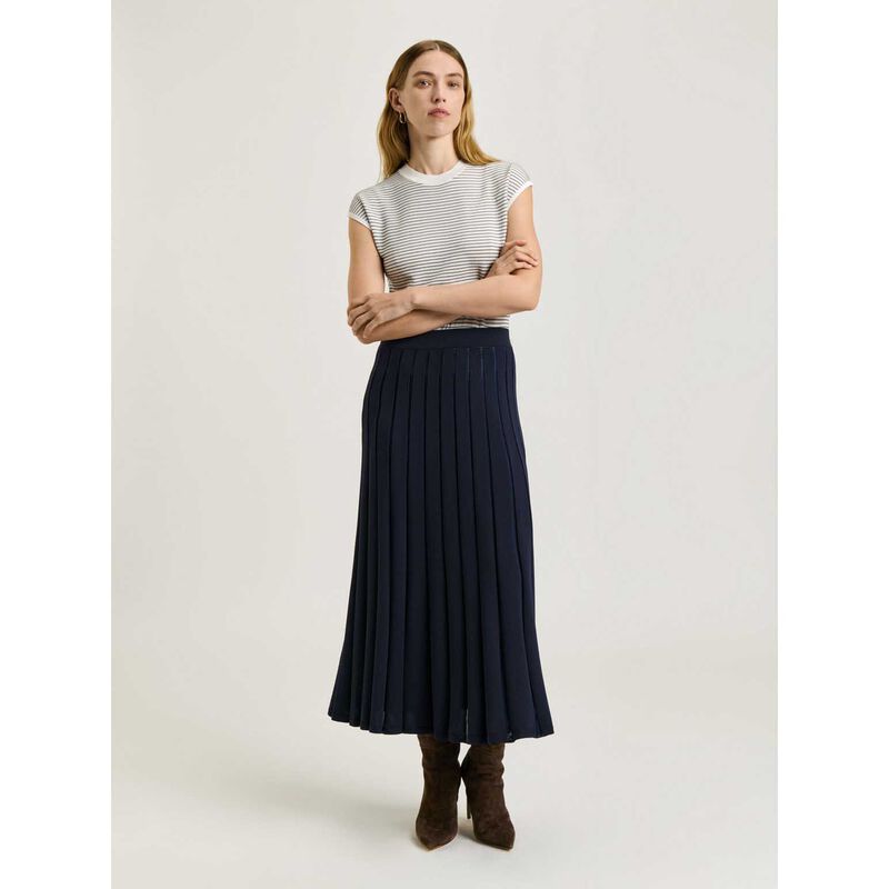 Veronika Maine Ink Matte & Shiny Pleat Knit Skirt image number 3